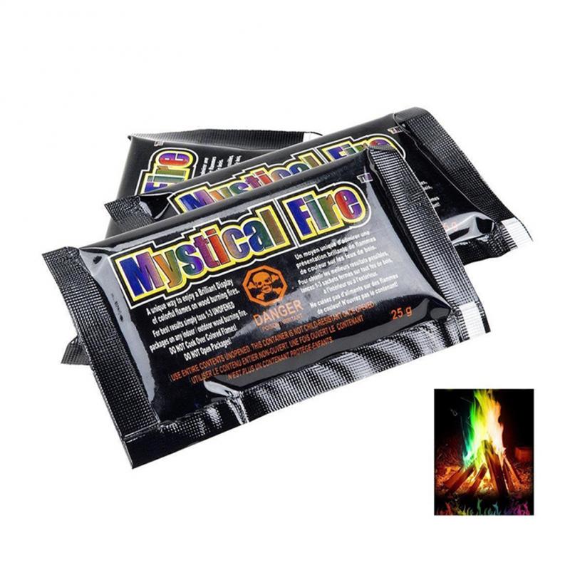 Mystical Fire Tricks Coloured Flames Bonfire Sachets Fireplace Pit Patio Toy Professional Magician Pyrotechnics Camping Supply