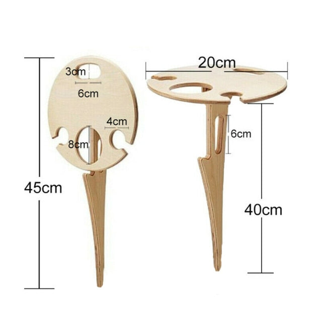 Collapsible Wooden Wine Table Round Desktop Portable Picnic Table Wine Racks For Outdoor Picnic Camping Party Wine Holders