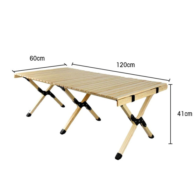 Folding Outdoor Table Camping Wooden Egg Roll Table Picnic Desk Garden Party Portable Table Travel Hiking Outdoor Furniture