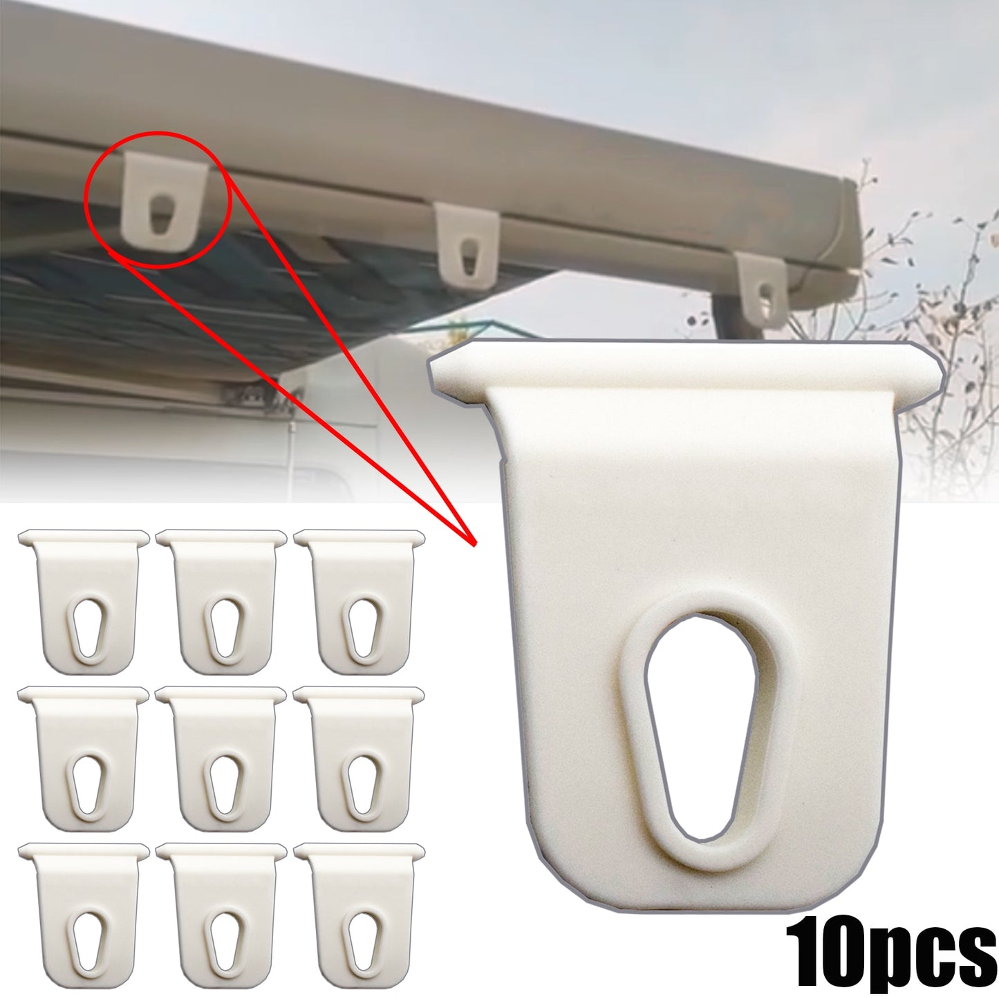 10X Universal White RV Awning Hook Hanging Clothes Party Light Holder For Caravan Camper Outdoor Camping survival Hiking Travel